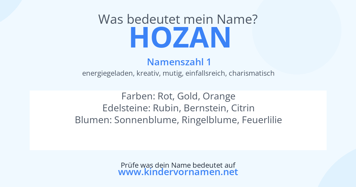 Was bedeutet der Name Hozan?