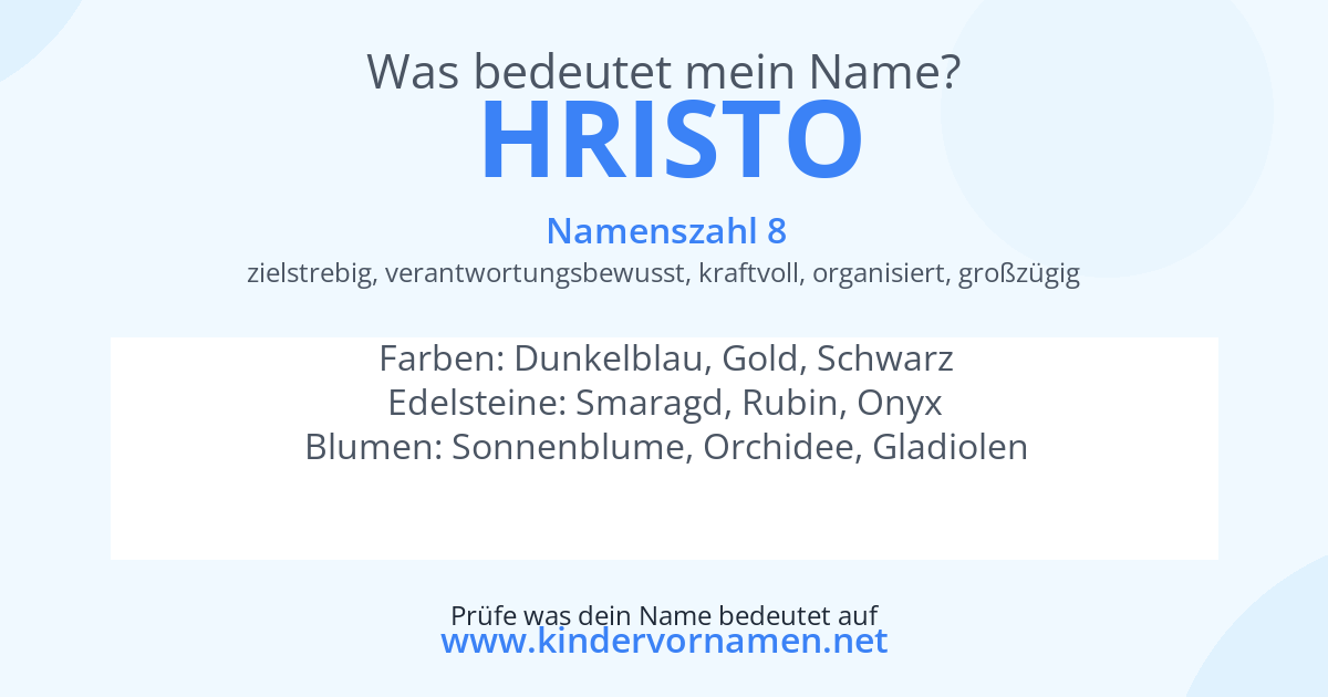 Was bedeutet der Name Hristo?