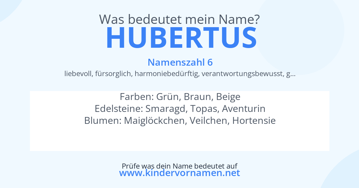 Was bedeutet der Name Hubertus?
