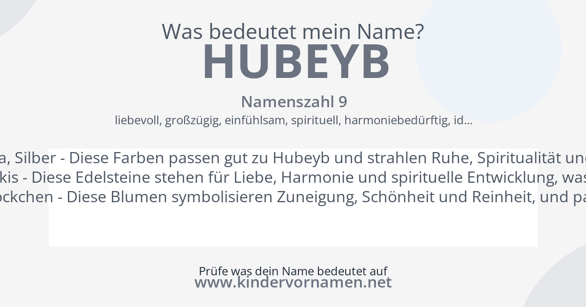 Was bedeutet der Name Hubeyb?