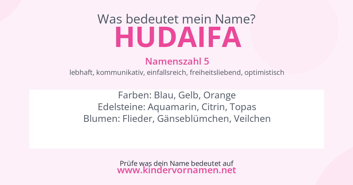 Was bedeutet der Name Hudaifa?