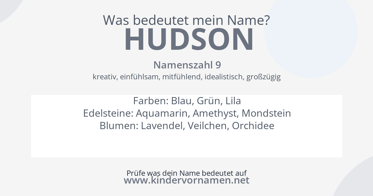 Was bedeutet der Name Hudson?