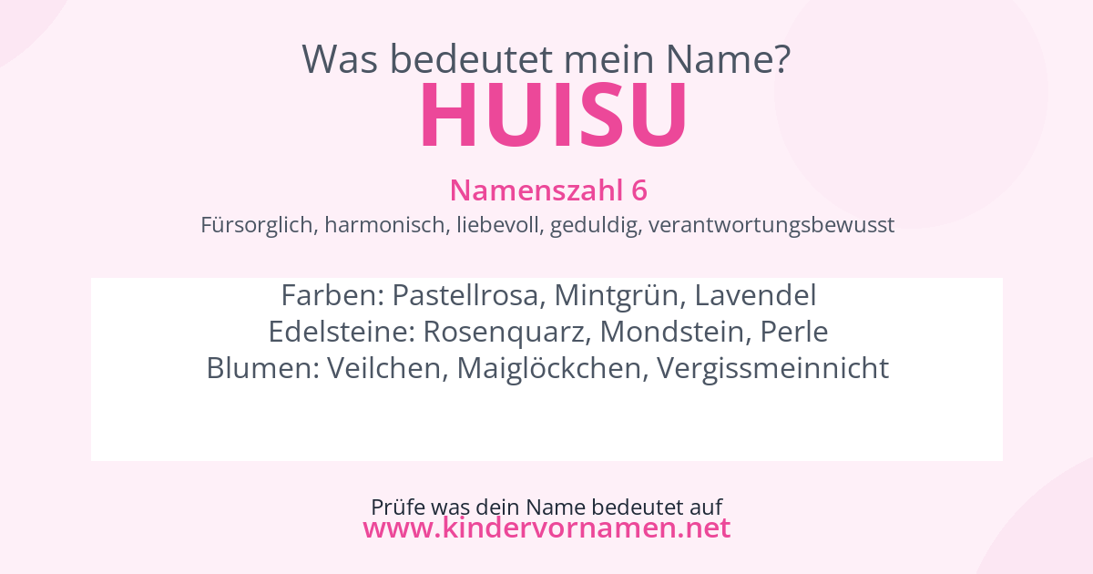 Was bedeutet der Name Huisu?