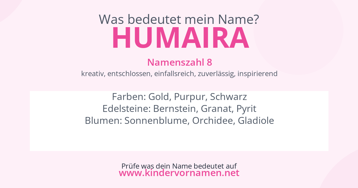 Was bedeutet der Name Humaira?