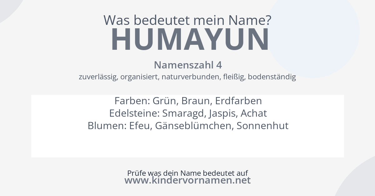 Was bedeutet der Name Humayun?