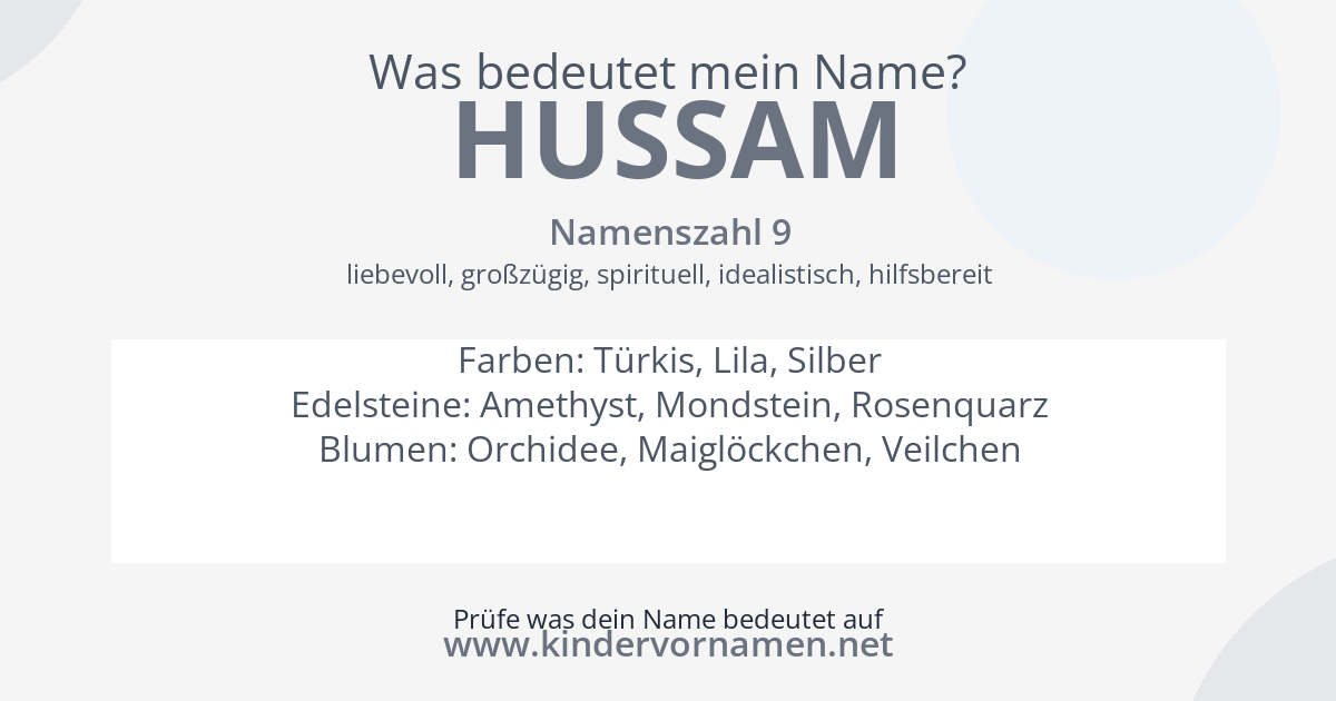 Was bedeutet der Name Hussam?