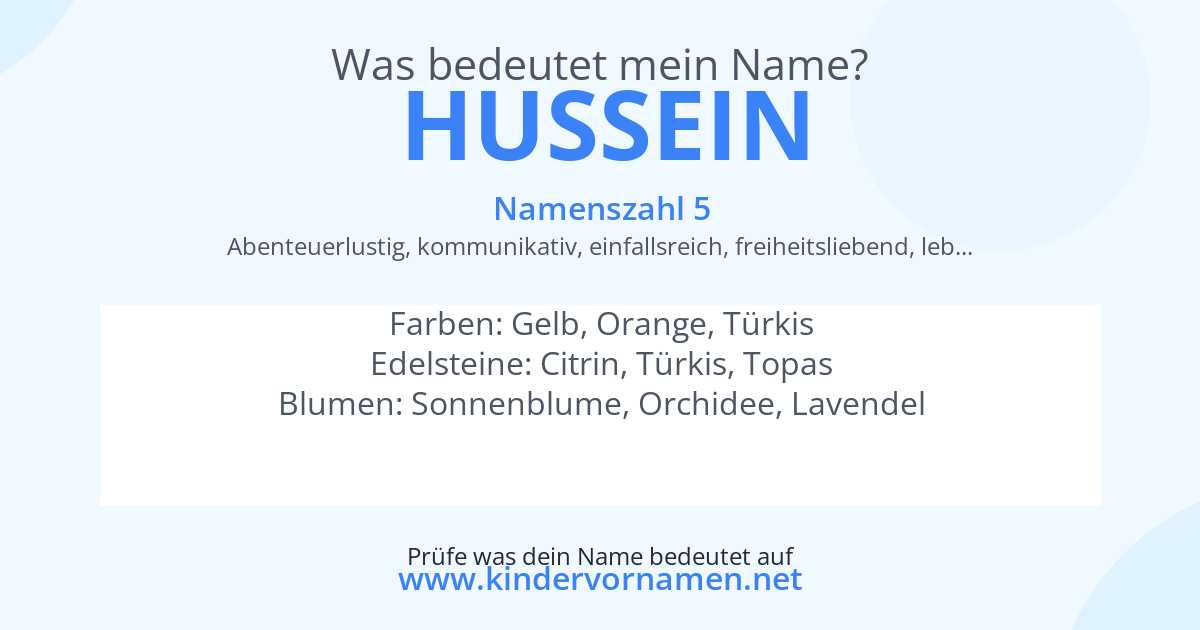 Was bedeutet der Name Hussein?