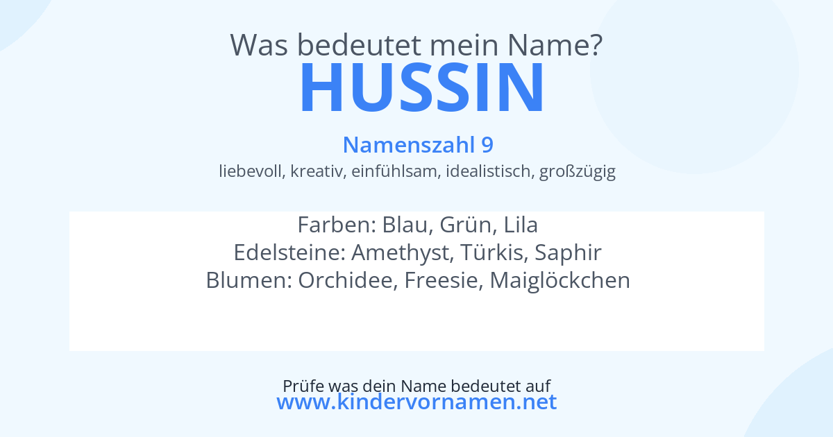 Was bedeutet der Name Hussin?