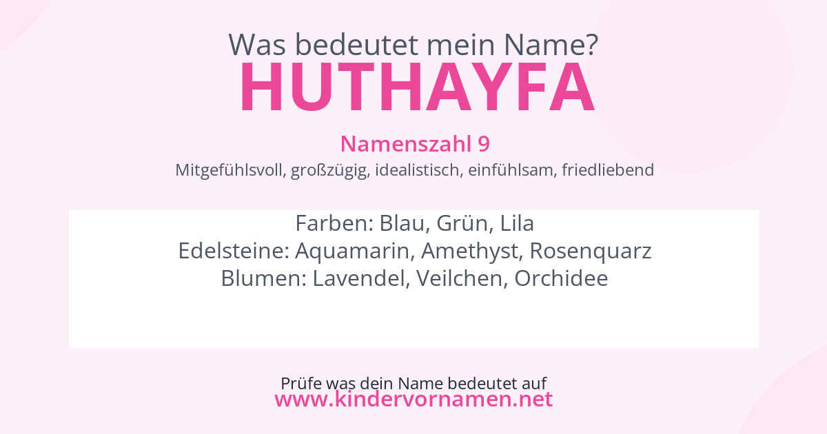 Was bedeutet der Name Huthayfa?