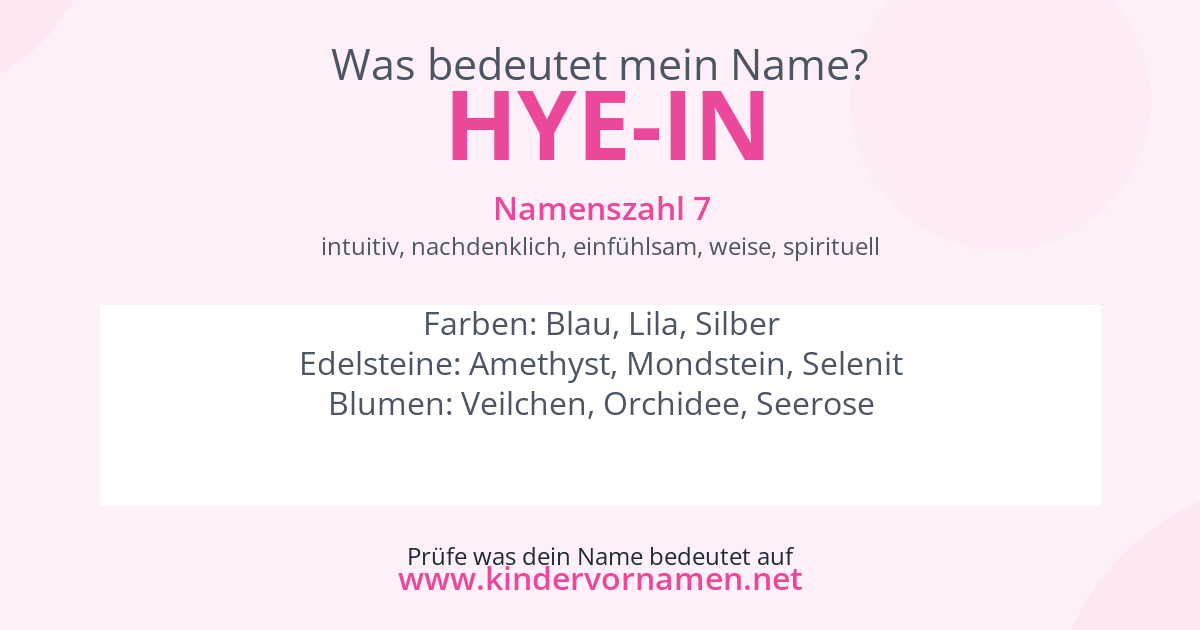 Was bedeutet der Name Hye-In?