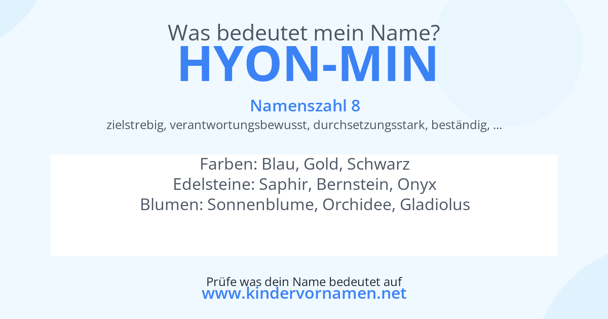 Was bedeutet der Name Hyon-Min?