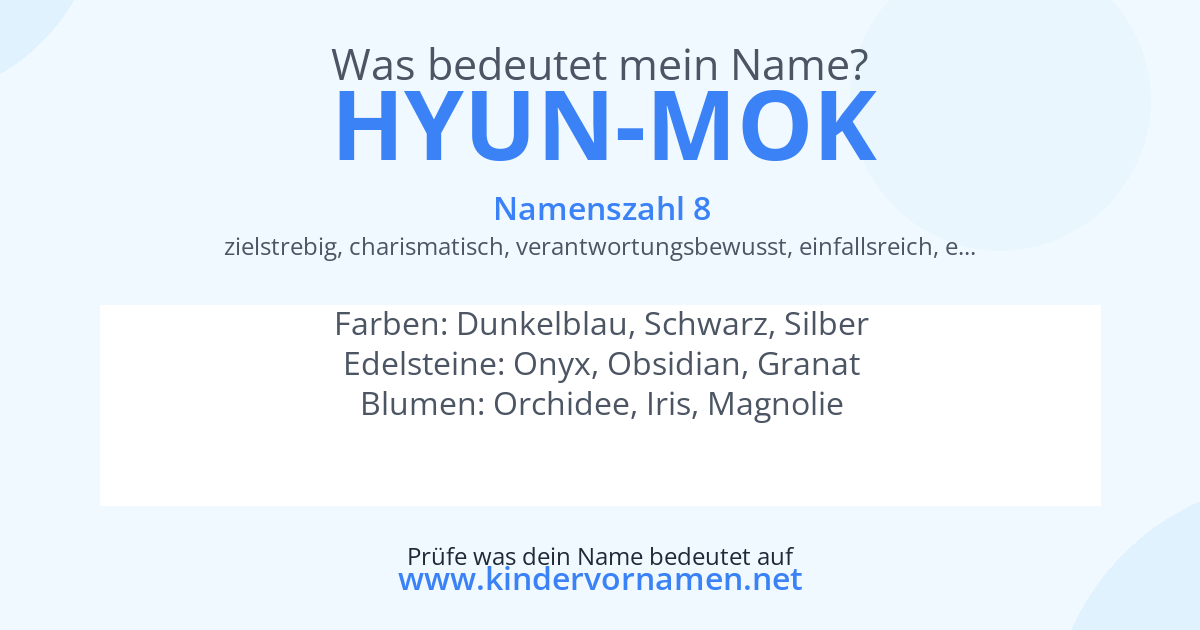Was bedeutet der Name Hyun-Mok?