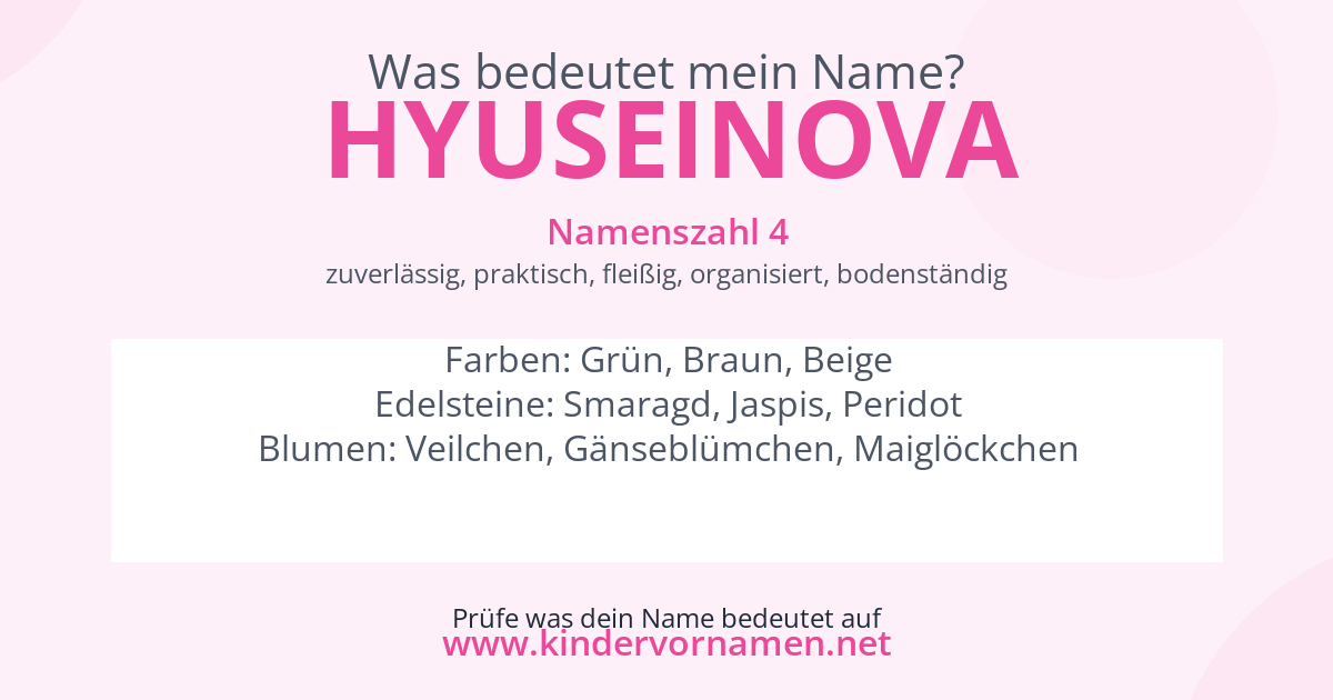 Was bedeutet der Name Hyuseinova?
