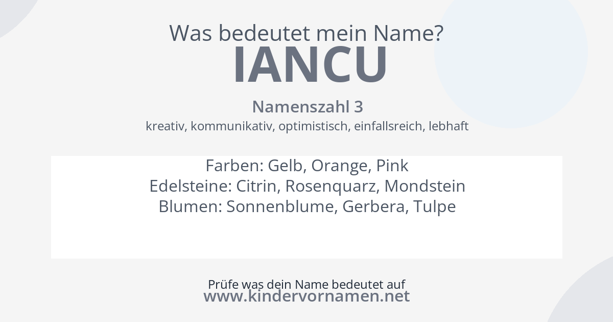 Was bedeutet der Name Iancu?