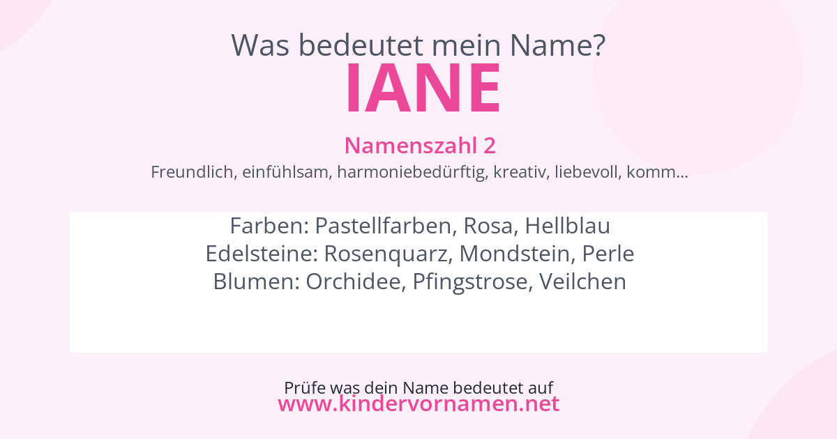Was bedeutet der Name Iane?