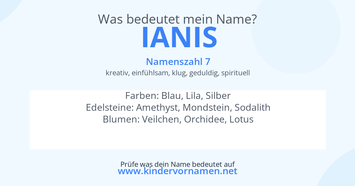 Was bedeutet der Name Ianis?