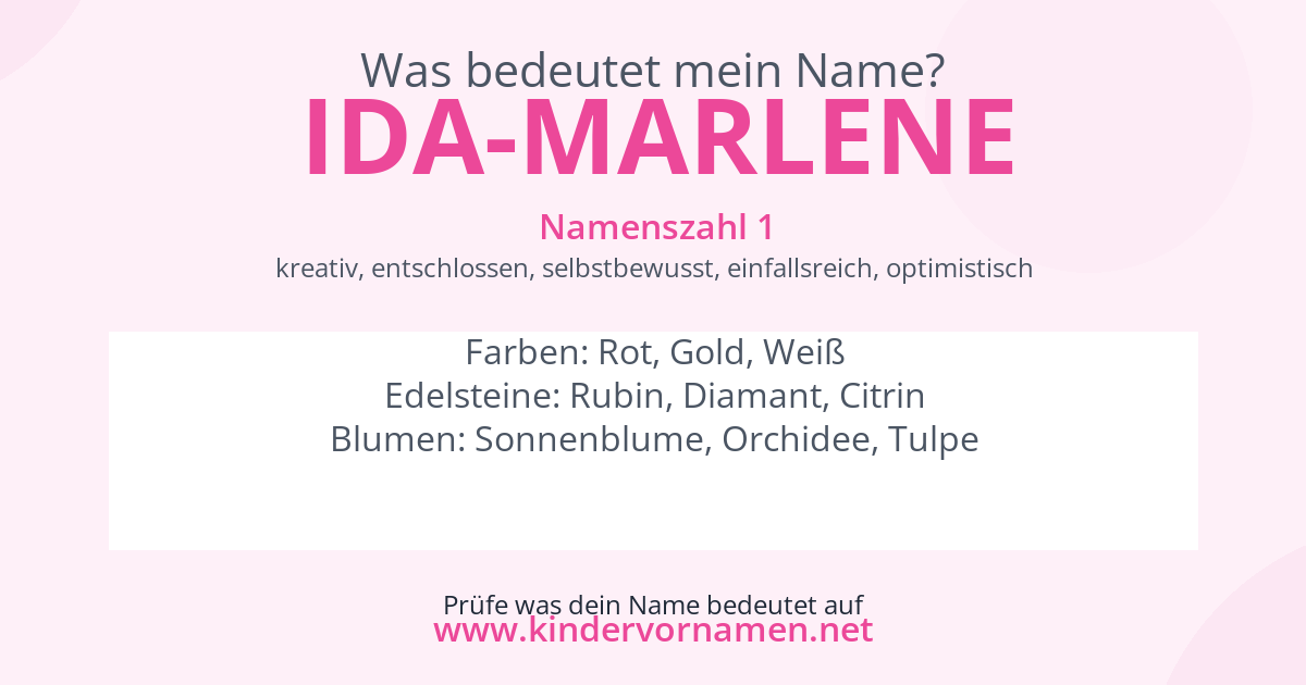 Was bedeutet der Name Ida-Marlene?