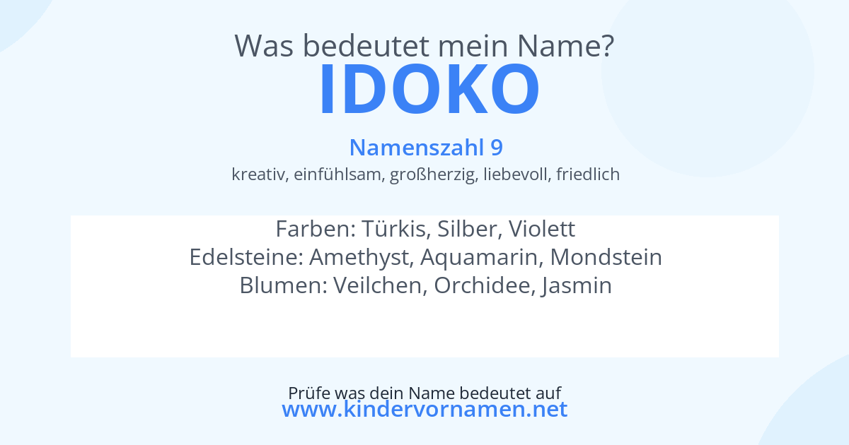 Was bedeutet der Name Idoko?