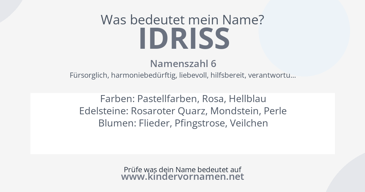 Was bedeutet der Name Idriss?