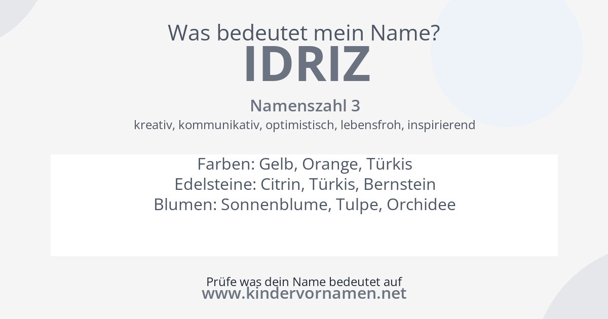 Was bedeutet der Name Idriz?