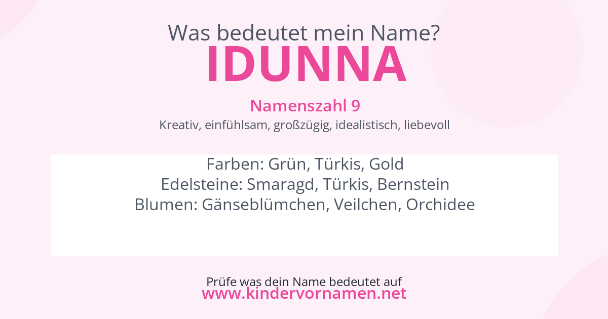Was bedeutet der Name Idunna?