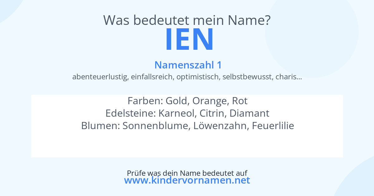 Was bedeutet der Name Ien?