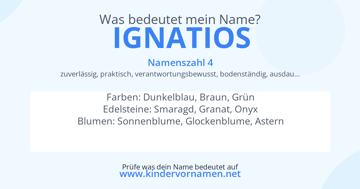Was bedeutet der Name Ignatios?
