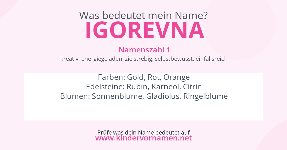 Was bedeutet der Name Igorevna?