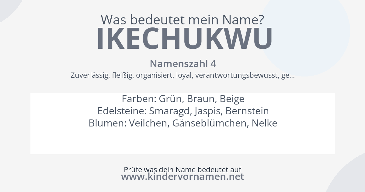 Was bedeutet der Name Ikechukwu?