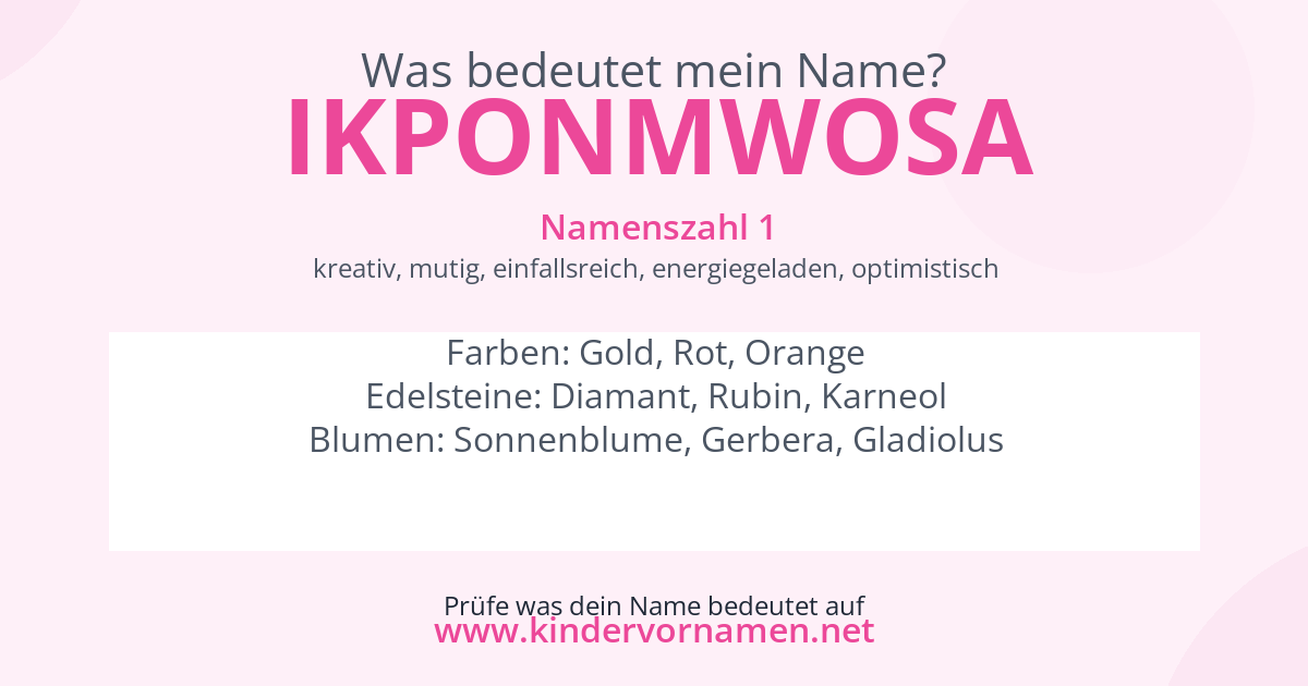 Was bedeutet der Name Ikponmwosa?