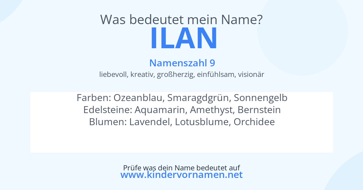 Was bedeutet der Name Ilan?