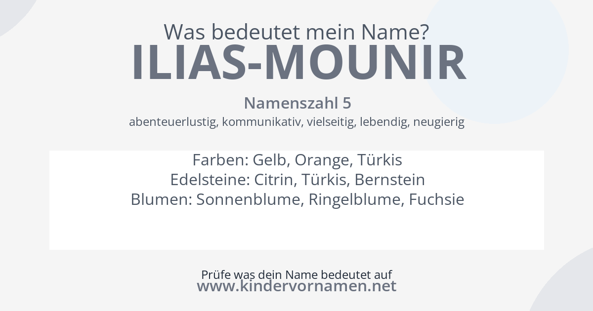 Was bedeutet der Name Ilias-Mounir?