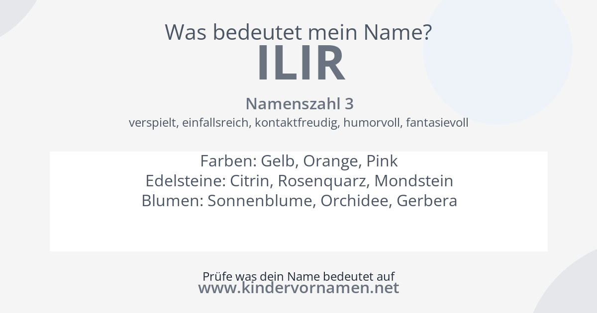 Was bedeutet der Name Ilir?