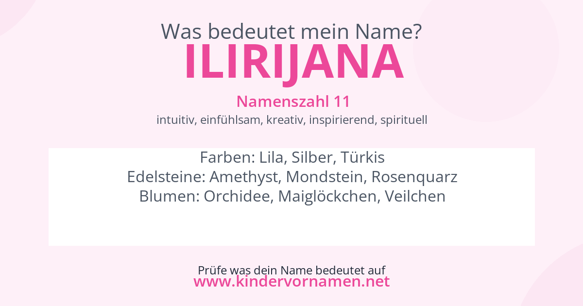 Was bedeutet der Name Ilirijana?