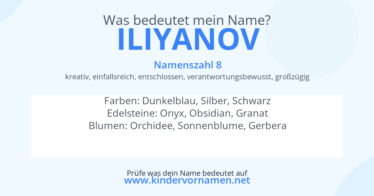 Was bedeutet der Name Iliyanov?