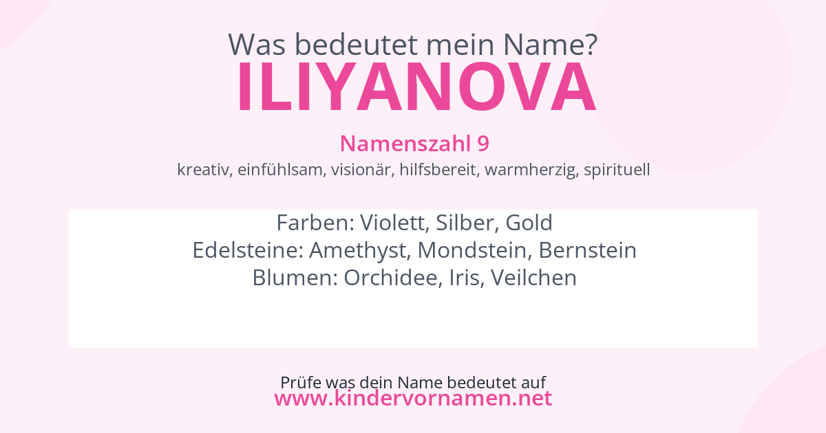 Was bedeutet der Name Iliyanova?