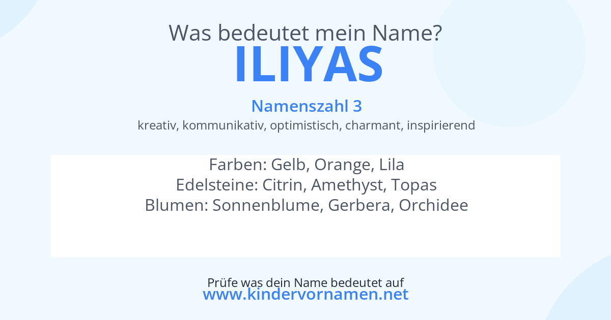 Was bedeutet der Name Iliyas?