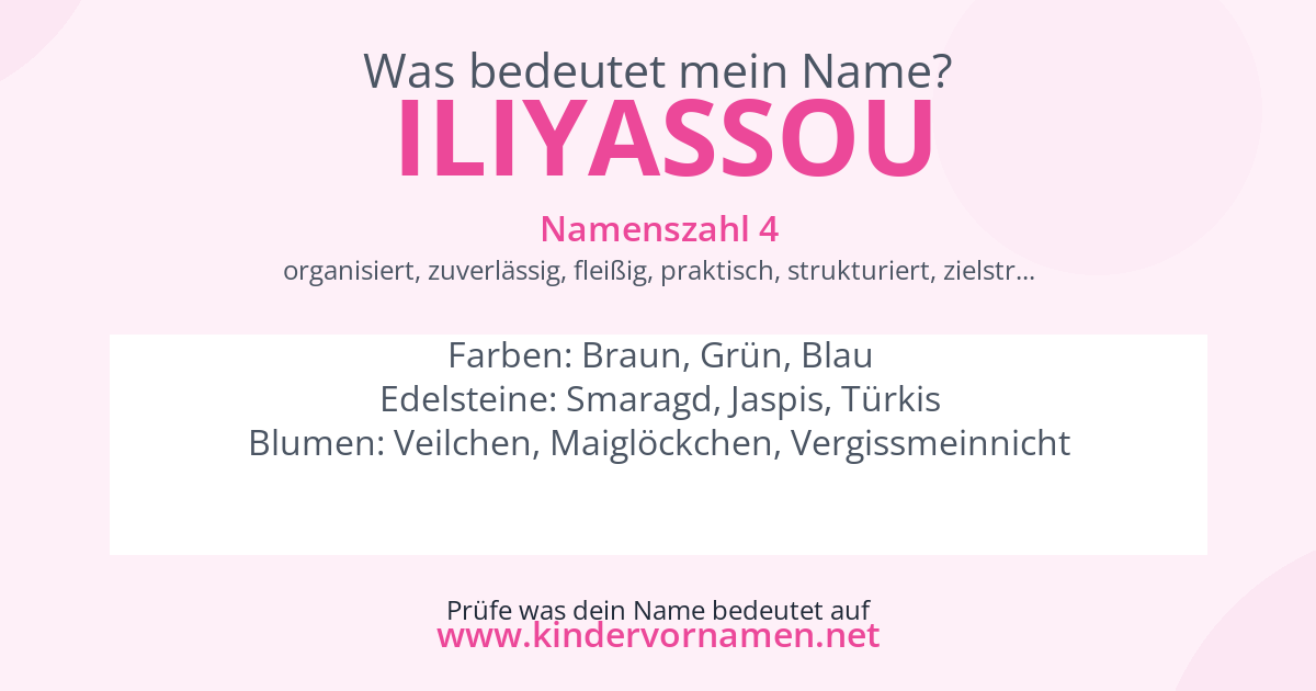 Was bedeutet der Name Iliyassou?
