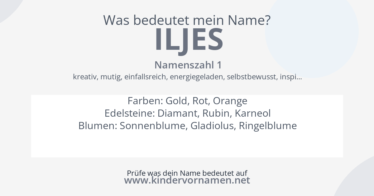 Was bedeutet der Name Iljes?