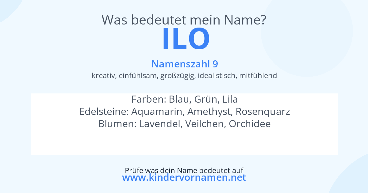 Was bedeutet der Name Ilo?