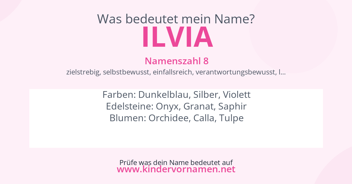 Was bedeutet der Name Ilvia?