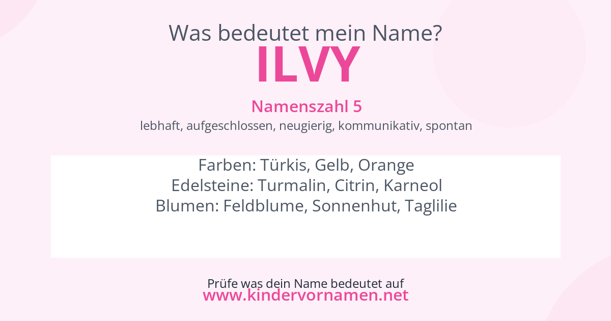 Was bedeutet der Name Ilvy?