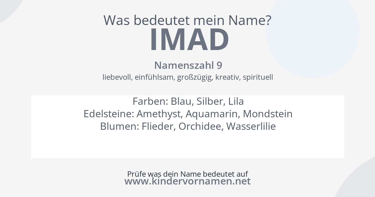 Was bedeutet der Name Imad?