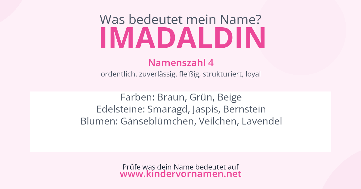 Was bedeutet der Name Imadaldin?