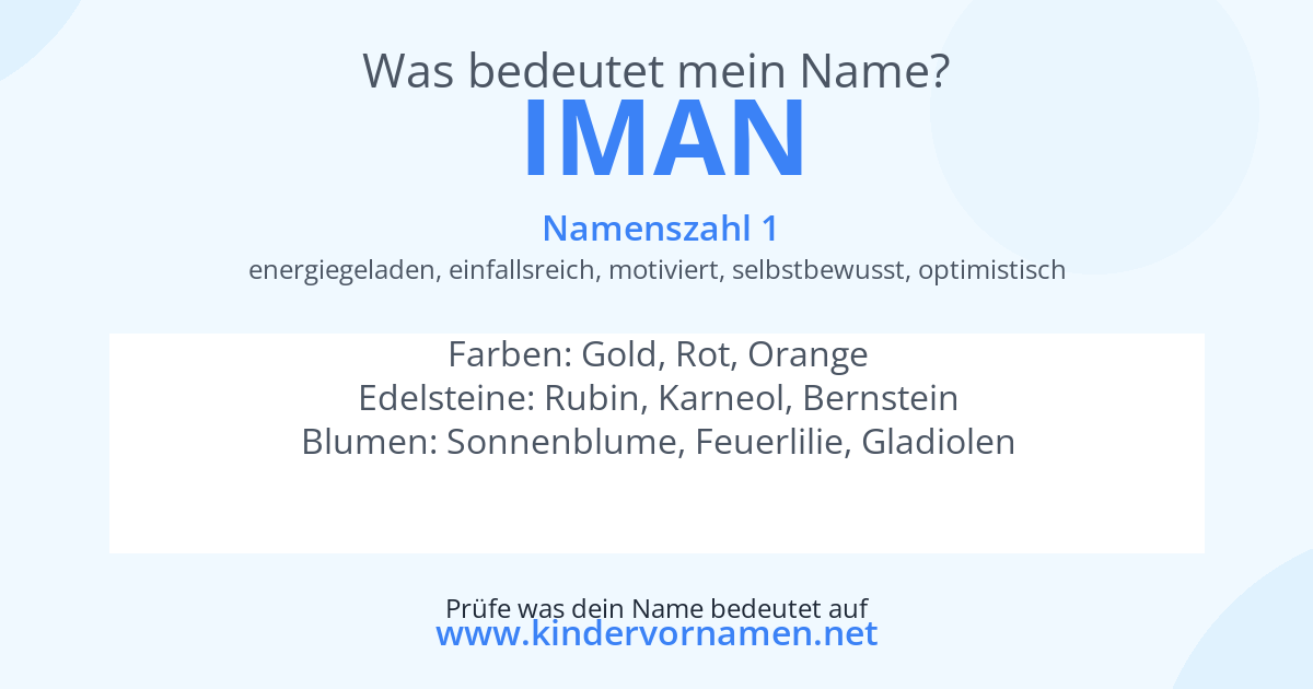 Was bedeutet der Name Iman?