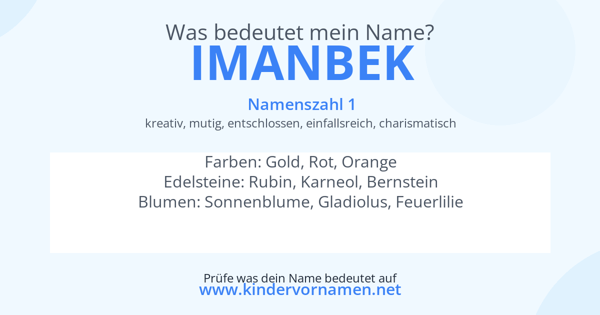 Was bedeutet der Name Imanbek?