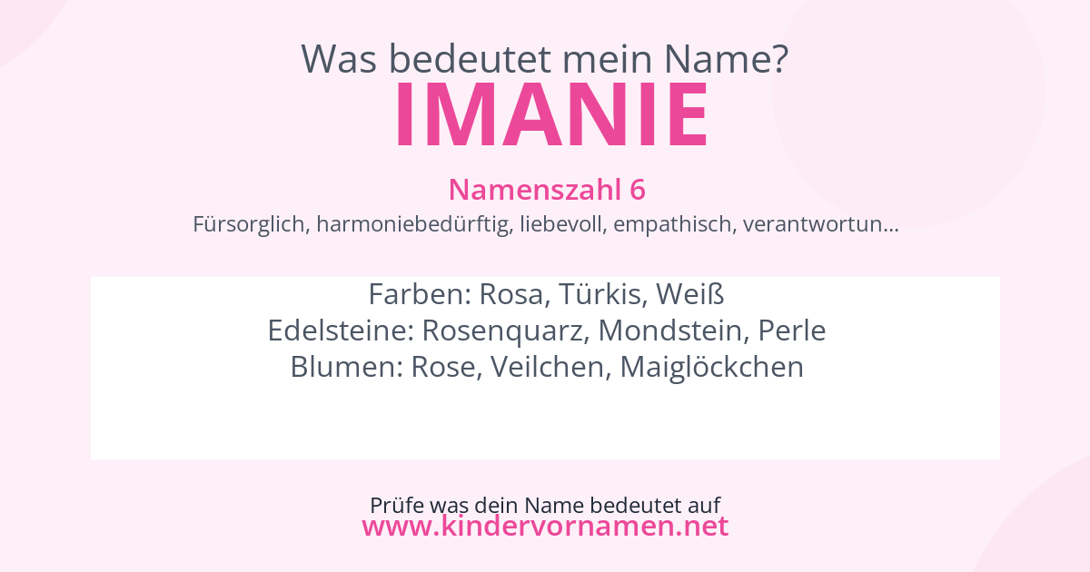 Was bedeutet der Name Imanie?