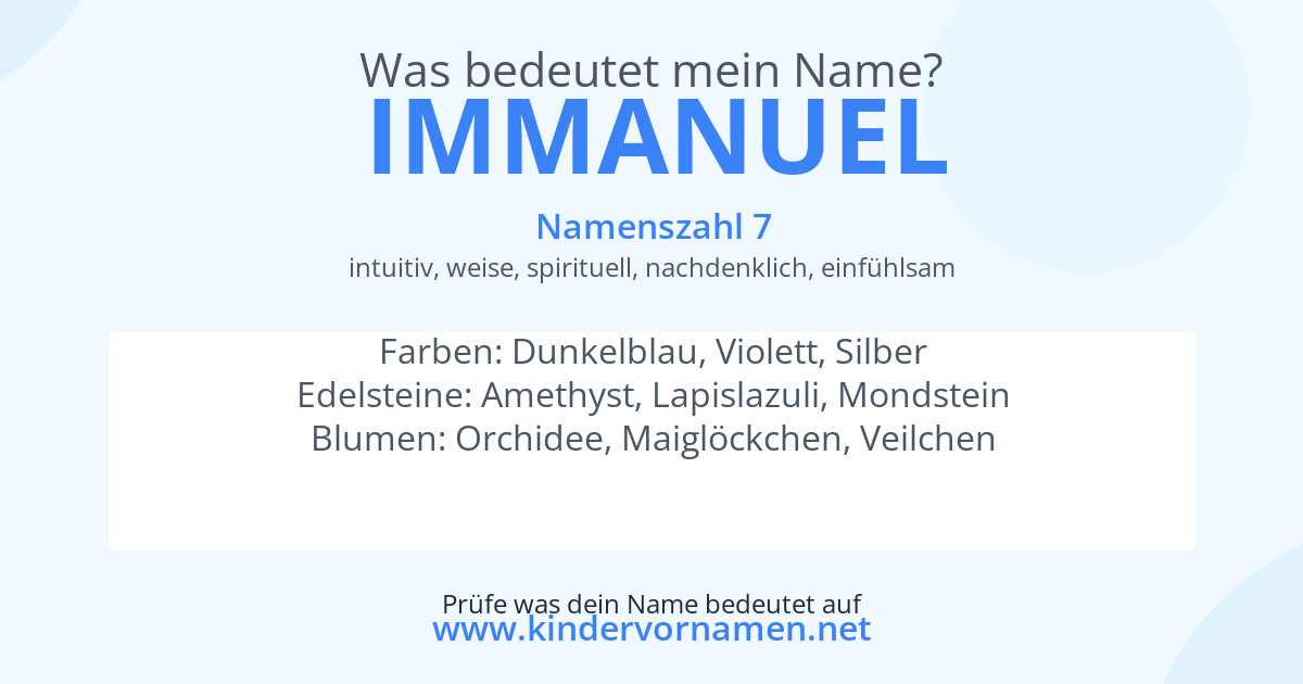 Was bedeutet der Name Immanuel?