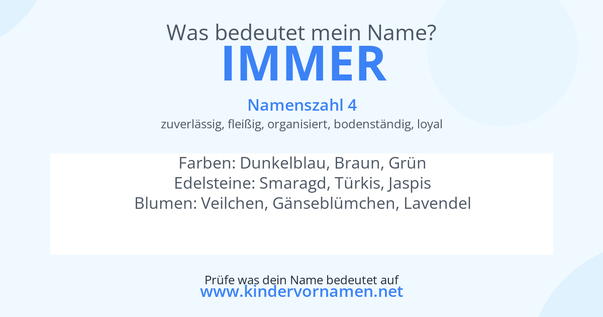 Was bedeutet der Name Immer?