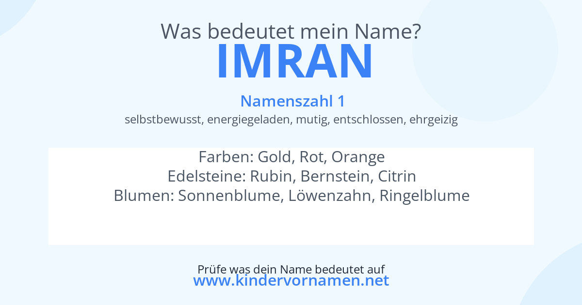 Was bedeutet der Name Imran?